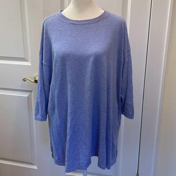 Eileen Fisher crew neck linen/cotton tunic sweater in periwinkle. Size L. EUC - Picture 7 of 8